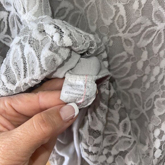 Gabriella Womens Top One Size Gray Lined Lace Long Sleeve Casual matching scarf - Picture 10 of 12